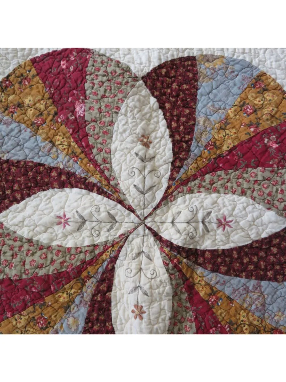 Vintage Quilted Pillow Shams Pair of 2 Floral Patchwork 21